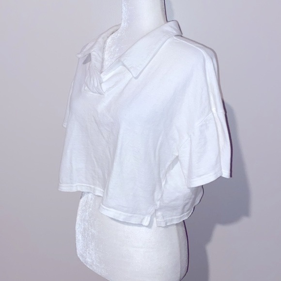 V ery J! White boxy oversized crop polo T-shirt - Picture 3 of 8